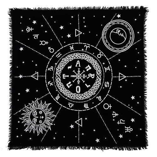 Indian Consigners Toile d'autel avec 12 constellations astrologie du zodiaque de qualité supérieure - Sorcellerie - Tarot - Rituel wiccan - Grand tissu sacré (12 constellations)