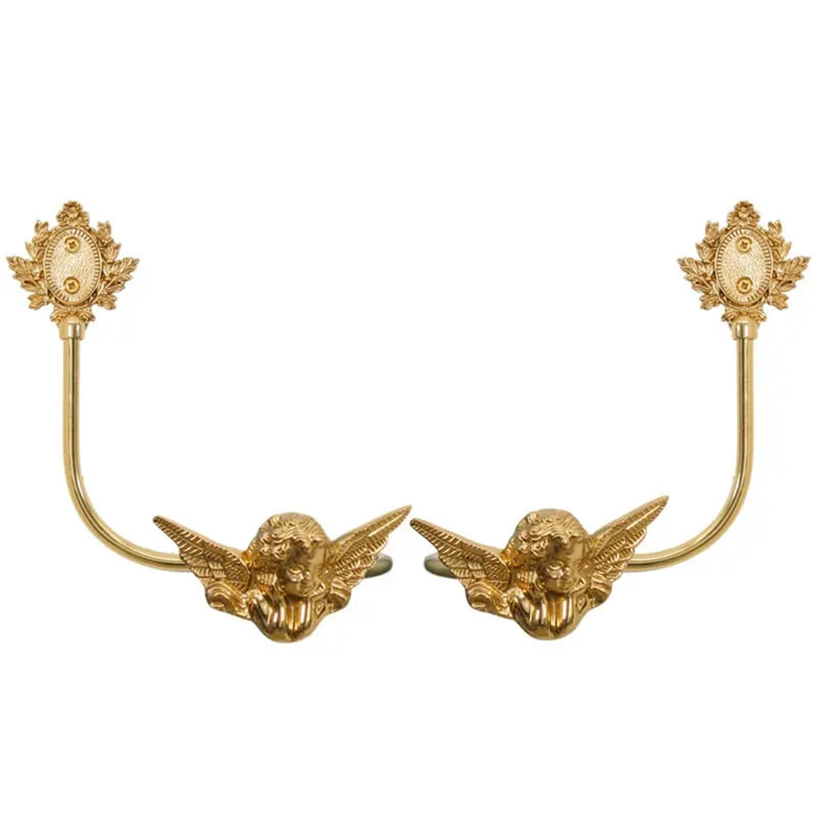 Brass Curtain Tieback Hook Creative Angel Wings Brass Pure Copper Curtain Hook Decorative Retro Wall(Angel pair)
