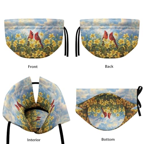 Image of Xoenoiee Cardinal Bird Yellow Lily Flower Print Tea Pot Cosy Cotton Tea Cozy for Teapots Dust Cover Insulated Kettle Cover Teapot Warmer for Home Kitchen Decorative Accessories