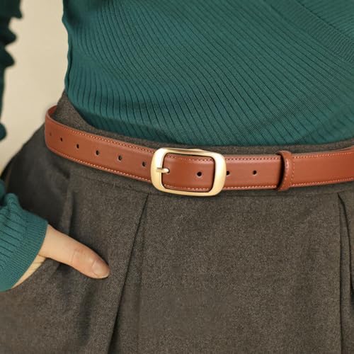 1.18" Women's Leather Belts For Jeans Pants, Fashion Soft Skinny Dress Belts With Metal Pin Buckle4