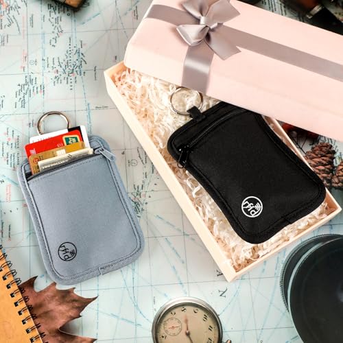 Paterr 2 Pcs Rfid Protected Stash Pouch Clip on Anti Theft Belt Wallet Travel Money purse Minimalist Keychain Organizer Pouches Bra Wallet Undergarment for ID Cards Cash Women Men2
