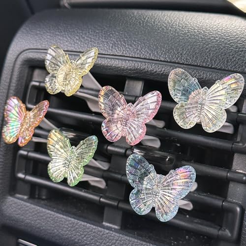 Image of 6 PCS Butterfly Car Vent Clips, Cute Butterflies Cars Air Conditioning Clip Decorations, Charm Automotive Interior Decor for Women Men