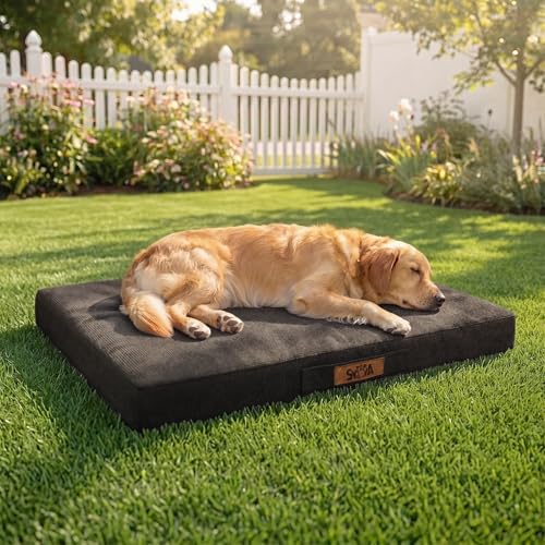 Sytopia Indestructible Dog Bed 42 XL Chew Proof Dog Bed for Extra Large Dogs (90 lbs) Durable Waterproof Pet Bed Chew Resistant Dog Crate Pad Washable Cover Indoor & Outdoor Use Black