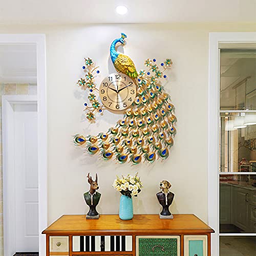 Reloj de Pared de Pavo Real Grande 29.5 pulg miniatura 1