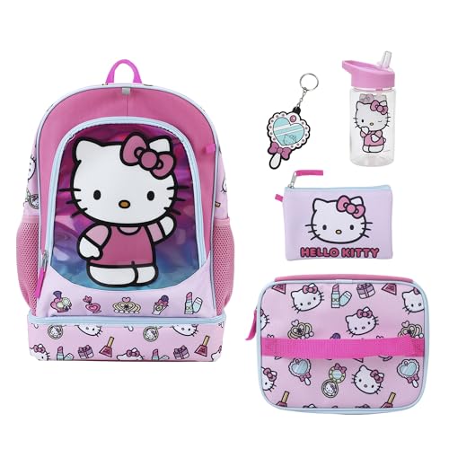 Bioworld Hello Kitty Makeup Icons 5-Piece 17" Backpack Set