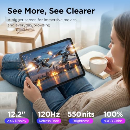Image of TCL TAB A1 Plus Android Tablet, 12.2 inch 2.4K 120Hz Display, 6+128GB