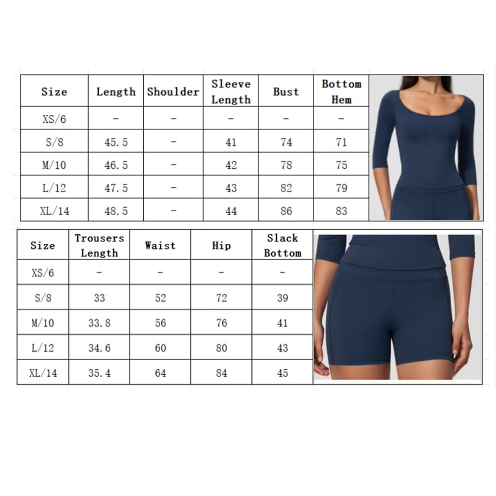 Top maniche mezze e shorts yoga a vita alta sollevaglutei | Top corto scollo a U maniche tre quarti con shorts yoga a vita alta sollevaglutei, tessuto stretch ad asciugatura rapida