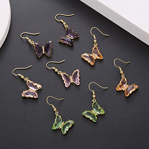 Dainty Butterfly Drop Dangle Earrings Butterfly Cubic Zirconia Glass Gold Plated Hypoallergenic Earrings Cute Charms Dangling Stud Earring For Women2