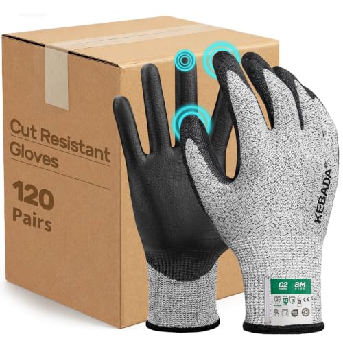 Image of C2 120 Pairs Cut Resistant Gloves, ANSI A2, PU Coated,Full-Hand Touchscreen