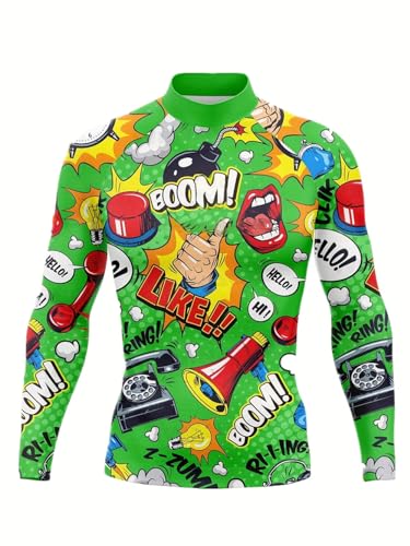 Men's Swimming Surfing Sun Protection Shirt Quick Dry Compression Rash Guard Long Sleeve Clothes for Water Sports