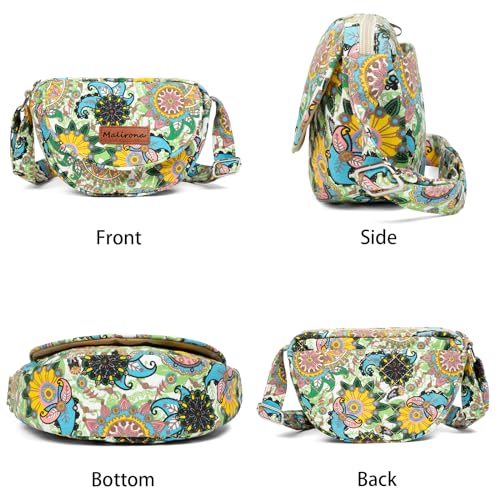 Malirona Women 's Durable Small Floral Crossbody Bag Canvas Messenger Handbag Multi Pocket Travel Satchel Purse2