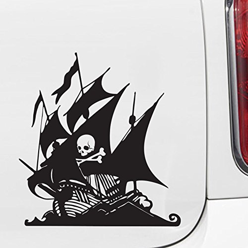 Yadda-Yadda Design Co. Pirate Ship with Skull and Crossbones - Car Vinyl Decal Sticker - (6.5