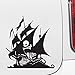 Pirate Ship with Skull and Crossbones - Car Vinyl Decal Sticker - (6.5"w x 6.75"h) (SAILING LEFT, BLACK)