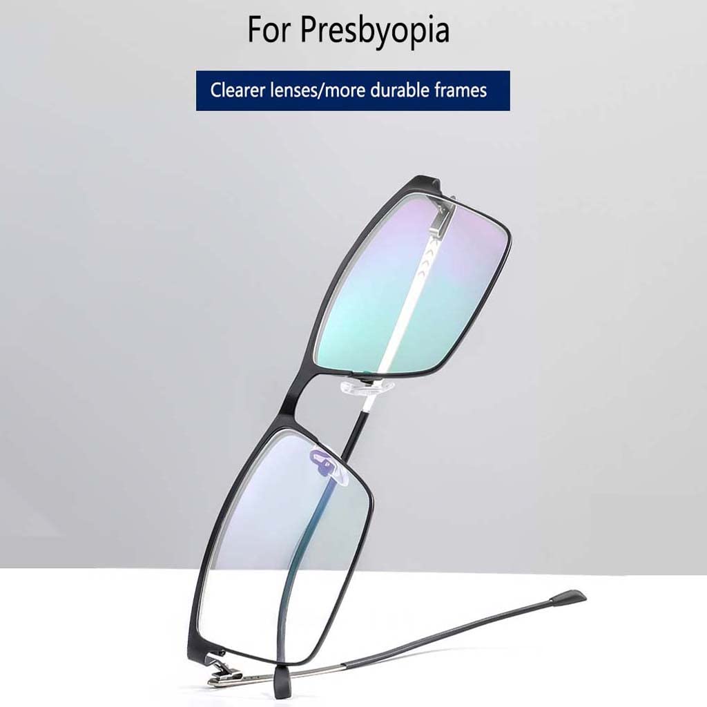 Herren-Lesebrille mit kleinem Rahmen, Anti-Blaulicht-Lesebrille, rechteckige optische Brille aus Metall, Lese-Molekularlinsen