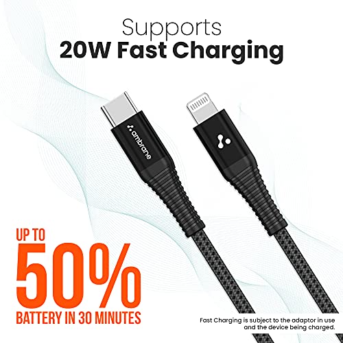 Ambrane Apple MFI Certified Lightning to Type C Cable, Fast Charging for iPhone, Airpods, iPad & other Apple Devices (1… - Image 5