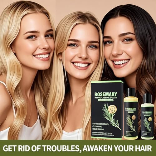 Rosemary Shampoo and Conditioner Set for Thinning Hair for Women and Men, Contains Hydrolysed Keratin Nourishes Hair Strands, Gentle and Silicone-free for All Hair Types — view 6