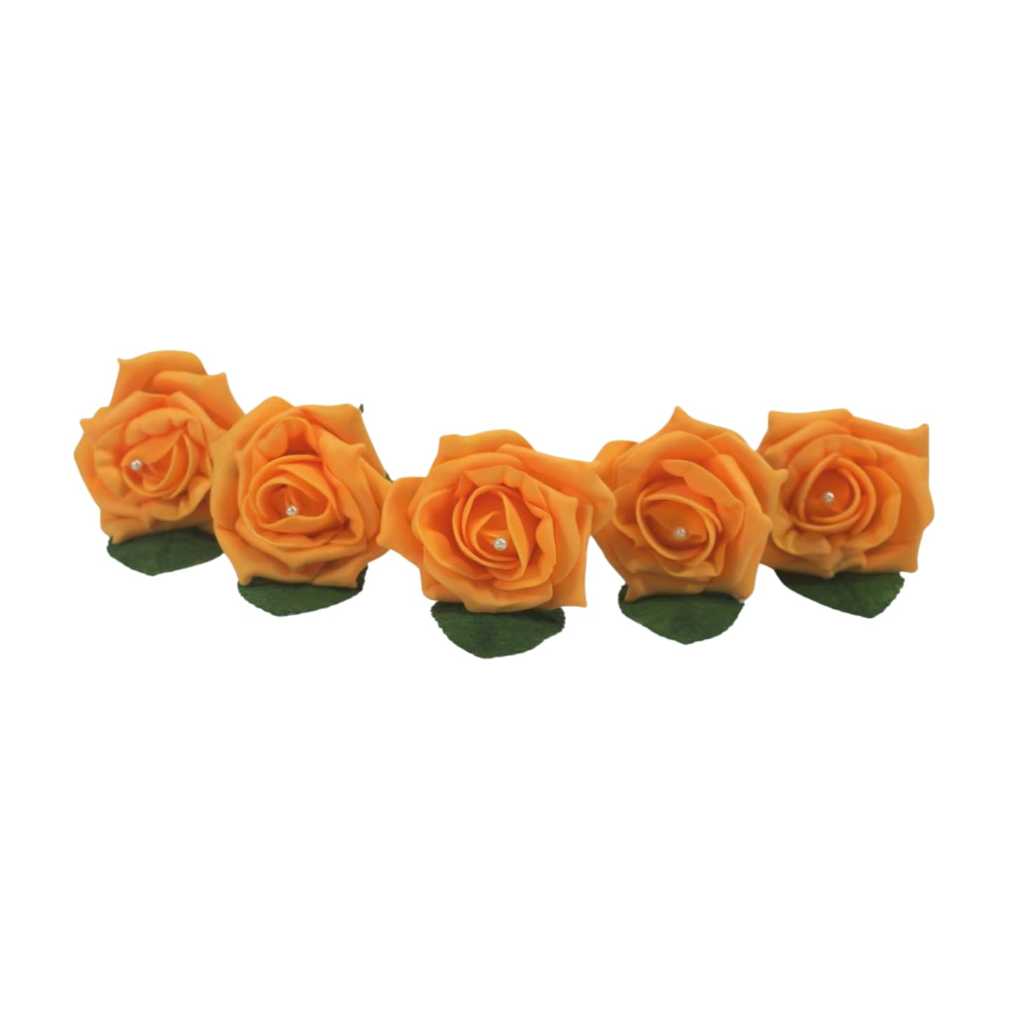 Shimmer-hj 20 Tangerine Handmade Rose Buttonholes with Pearl - Artificial Flower Boutonniere & Corsage for Weddings, Proms, Bride, Groom, Bridesmaid & Guests โ image 1