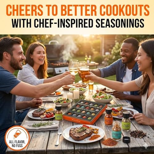 Image of BBQ Grill Spice Set 20 Pack Glass Bottles Gourmet Seasoning Variety Rubs for Steak Chicken and Grilling BBQ Gift for Men Dad Husband Grill Master Kit for Birth Day Birthday Cooking and Outdoor