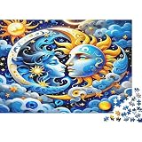 Sol y Luna Puzzle de 1000 Piezas Cartón Reciclado Mindfulness, Sol Luna y Estrellas, Decoración y Regalo, 38x26cm