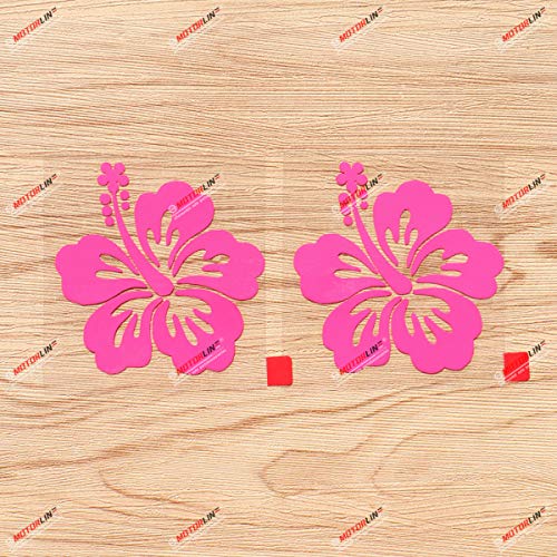 2X hot Pink 4'' Hibiscus Flower Hawaiian Decal Sticker Car Vinyl Hawaii Aloha
