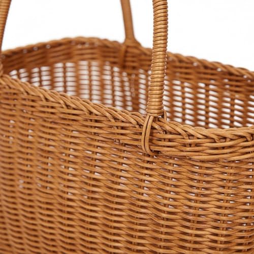 Cesta de mimbre para setas y frutas con asa resistente para cocina 7