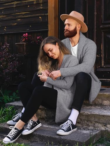 Image of Runcati Mens Shawl Collar Long Cardigan Casual Knit Open Front Sweater Fall Winter Thermal Cardigan Sweater