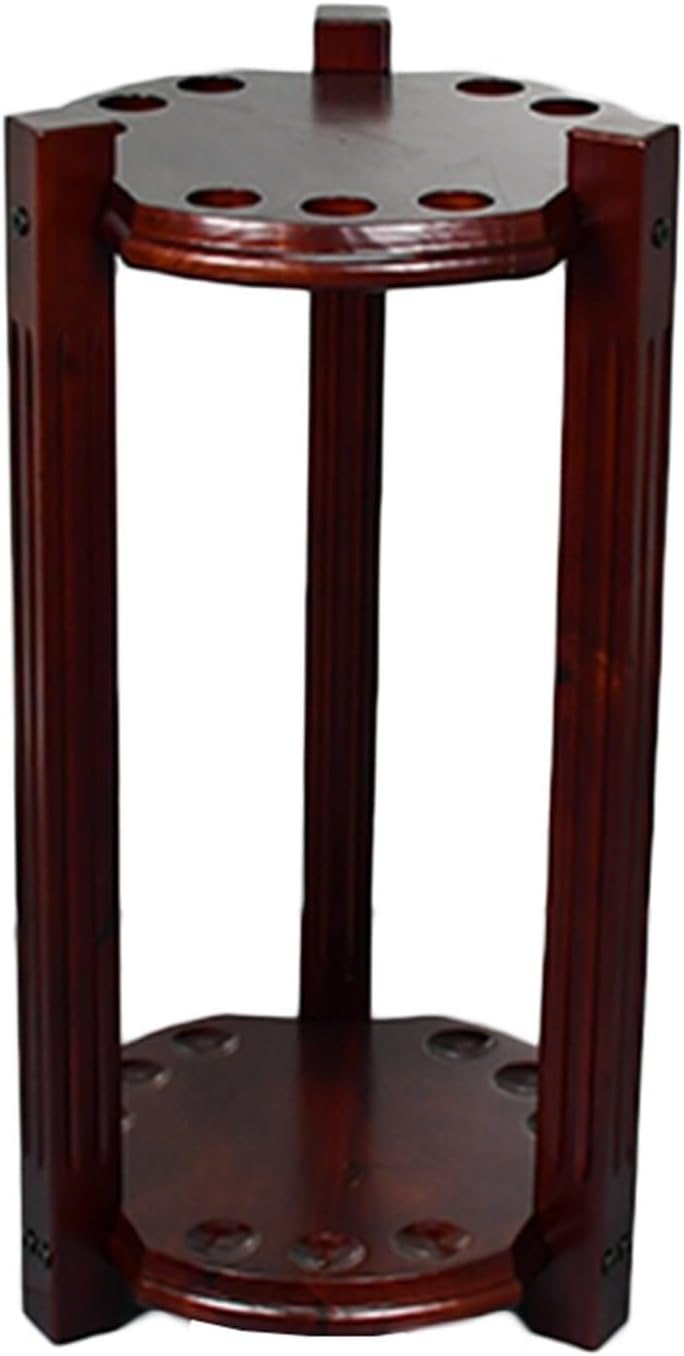 Freestanding Pool Cue Rack - Holds 9 Cues, Stylish Wooden Billiard Stick Stand, Stable Design for Game Room, Bar, Club & Restaurant, Easy Access & Organization