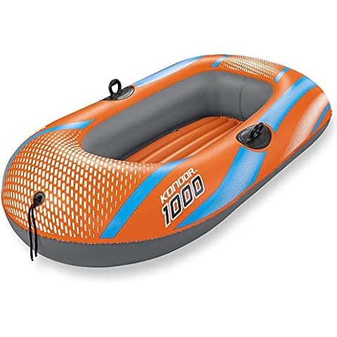 H2O GO Kondor 1000 Raft - 4'11" x 33" - Kids & Teens, Orange & Blue, 120 lb Weight Capacity, Bestway, Youth Water Boat, Water Sports, Water Float, Front Tie Rope, Suitable for Ages 6+ Cover