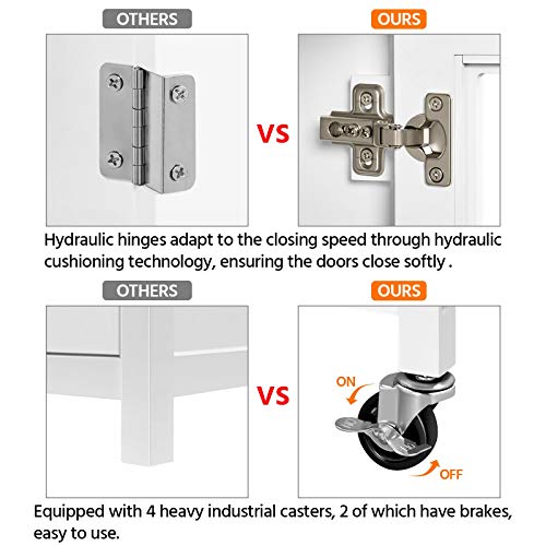 image for YAHEETECH Kitchen Cart w/Bamboo Top, Rolling Kitchen Island with Open 