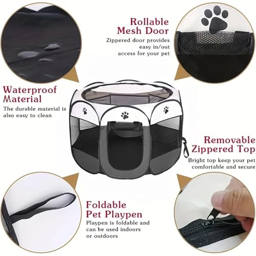 Welpenauslauf, Welpenlaufstall, Laufstall Hund, Katzengehege, Hundelaufstall für Wohnung, Welpenauslauf Indoor, Laufstall Katze, Hasengehege, Kaninchengehege, (grau, 74x74x43cm, 6)