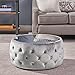 Christopher Knight Home Ivy Glam Velvet and Tempered Glass Coffee Table Ottoman, Smoke, Black