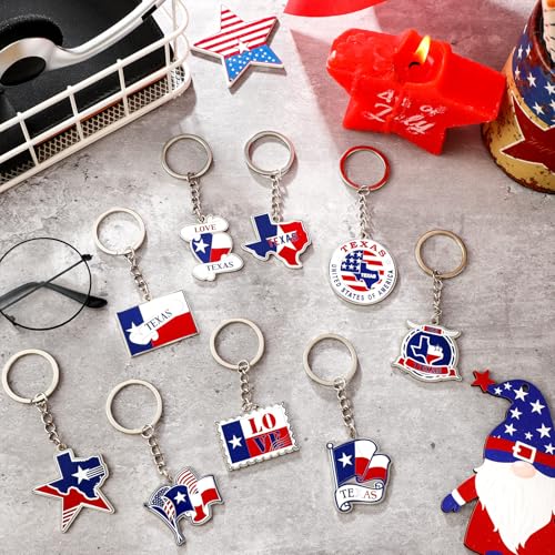 Image of Sureio 25 Pcs USA Souvenir Keychain Gifts Bulk Men California Los Angeles Texas Florida Chicago Silver Metal American Keyring