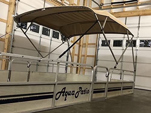 Complete Beige Pontoon Boat Square Tube Bimini Top Kit 10'x8' by Cypress Rowe Outfitters: Ideal Shade Bimini Canvas, Frame, Hardware for Years of Durable, Lasting, and Reliable Shade