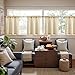 jinchan Striped Linen Kitchen Curtains 24 Inches Length Tier Curtains Farmhouse Modern Cafe Style Small Window Treatments Airy Light Filtering Rod Pocket for Living Room Bathroom 2 Panels Beige