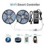 WenTop LED Light Strip, Wifi Wireless Smart Phone Controlled Strip Light Kit DC12V UL Led Lights 32.8ft(10M) 300leds Non Waterproof LED Strip,Working with Android and IOS System,IFTTT,Google Assistant