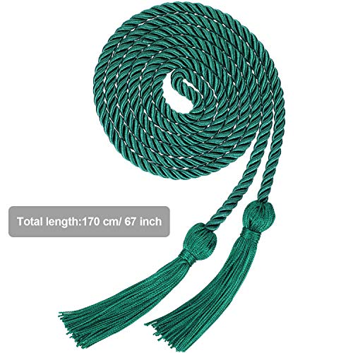 Image of TecUnite Graduation Cords Honor 2026 Polyester Yarn Decorative Garland Twist Ties with Tassels for Bachelor Gown Graduation(Green)
