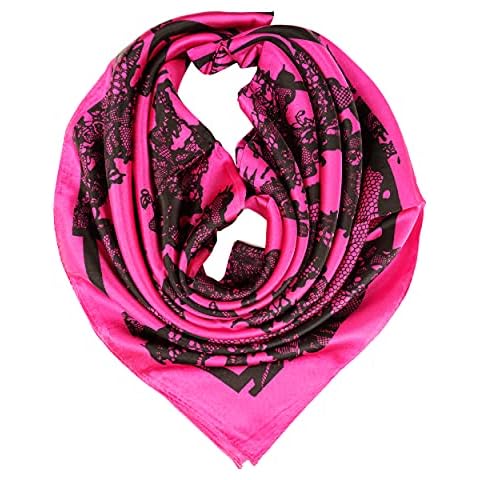 YOUR SMILE Polyester Scarf Women’s Fashion Pattern Large Square Satin Headscarf Headdress 35''x35'' (Style 502) Cover