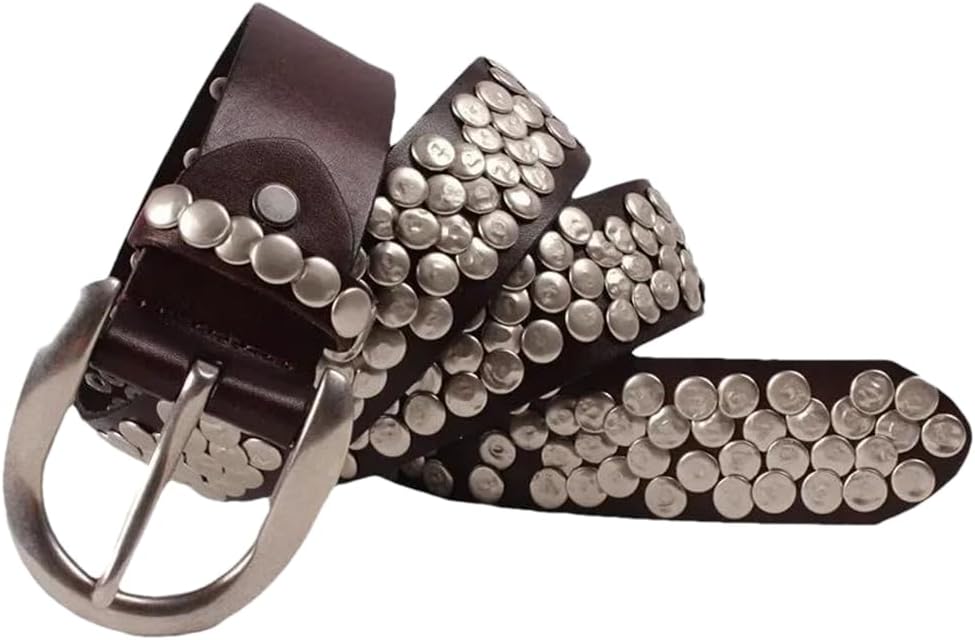 Punk Style Round Studded Women's Belt Pin Buckle Leather