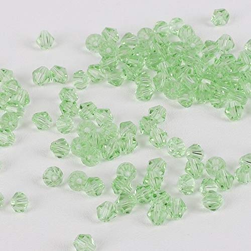 100 Pcs 4mm Light Green Austria Crystal Bicone Beads – Faceted Glass Spacer Beads for Jewelry Making, Necklaces, Bracelets & DIY Crafts