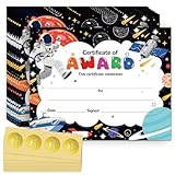 Doodlream 30 Stück Astronauten Urkunde als Auszeichnung mit 32 Stück Goldfolien Aufklebern 20 x 25 cm Zertifikatspapier für Business School Diplom Abschluss Sportleistung Klassenzimmer Must Haves