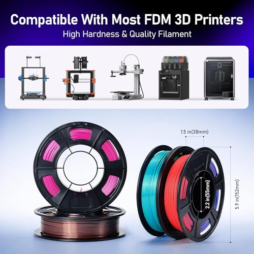 Image of Dual Color Printer Filament 1.75mm,3 Silk + 1 Matte,4 Spools 250g