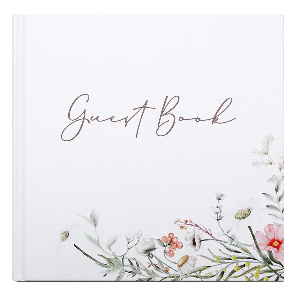 GORGECRAFT Libro de Invitados de Boda Elegante Libro de Invitados de Boda Papel de Recepción Libro de Invitados de Boda Bloc de Notas Libro de Invitados Polaroid para Firmar en Bodas, 213 * 215mm