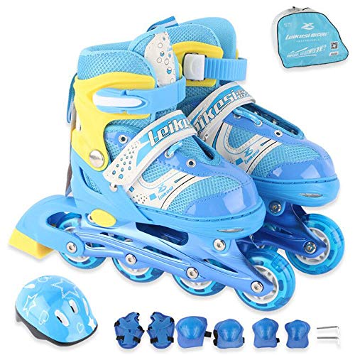 CKW Patines en línea para niños, Patines Ajustables con Ruedas Luminosas de PU, Rodamiento de ABEC-7, Flash Ruedas (Azul, S)