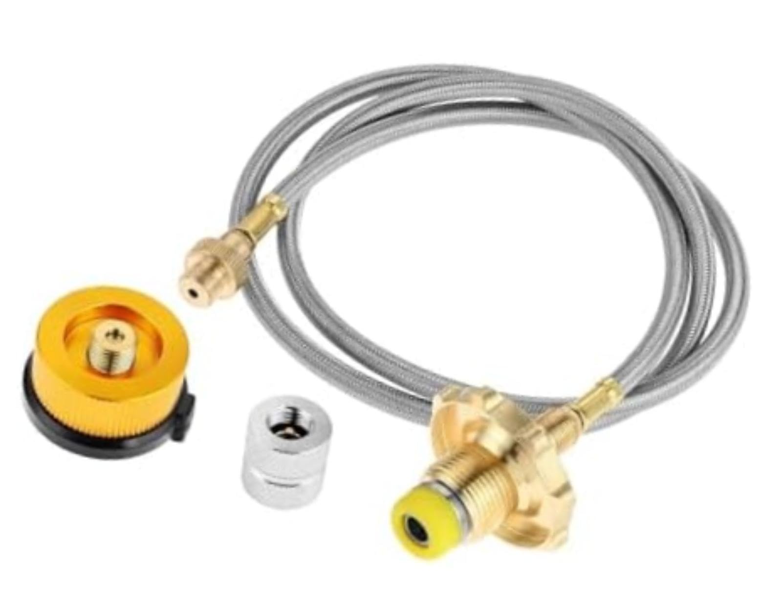Tubo de conexión de gas Manguera trenzada de acero inoxidable Estufa de gas para camping Adaptador de recarga de propano Tubo de aire de 1 m Quemador exterior GLP plano, para conector de