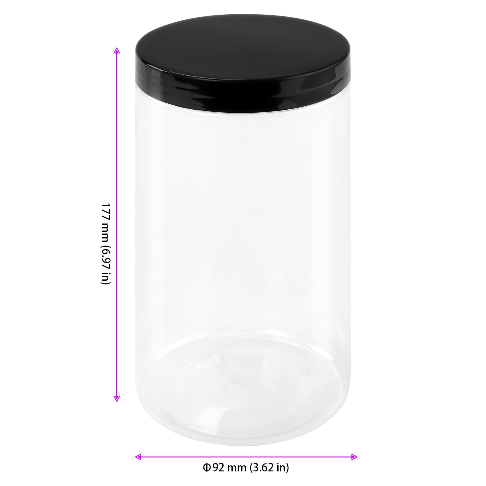 Lot de 12 pots à épices vides en plastique transparent de 1000 ml avec couvercles, pour aliments secs, nouilles, épices