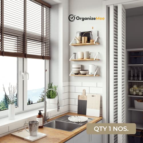 Image of OrganizeMee Wooden Decorative Corner Shelves for Living Room,Floating Shelf for Wall,with Metal Brackets Suitable for Kitchen, Living Room, Bedroom Wall d�cor2 (24 Inch White)