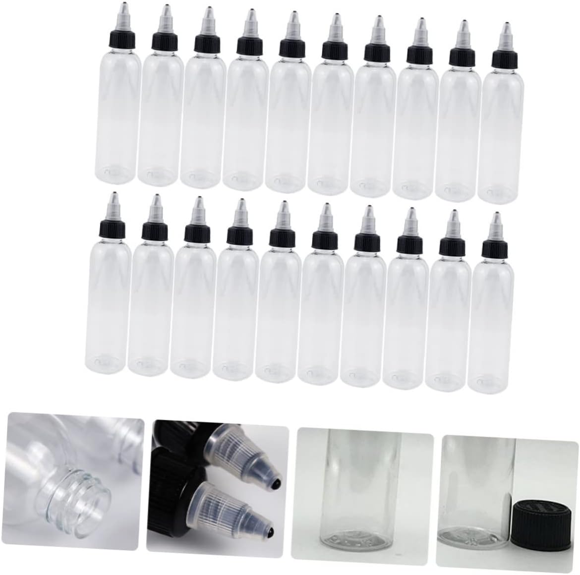 120ml Applicator Squeeze Bottles 20 Pack Pointed Mouth Plastic Containers for Liquids Shampoo Hair Color Travel and Crafting