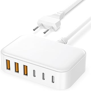 Chargeur USB C Rapide Multiple - 100W 6 Port Prise USBC Telephone, Multi Secteur Adaptateur Type C for iPhone 16 15 14 13 12 11 Pro Max X XS XR 8 7 6S Plus Mini SE, Galaxy Kalerop