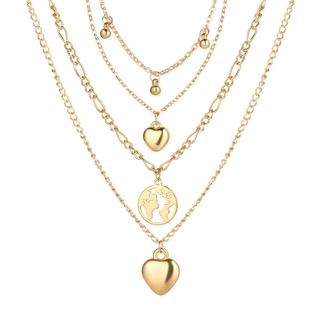 Gold-Plated Layered Necklace-Set Of 2