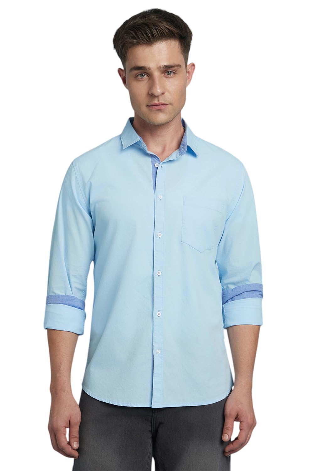 Dennis LingoMen Cotton Solid Slim Fit Casual Shirts